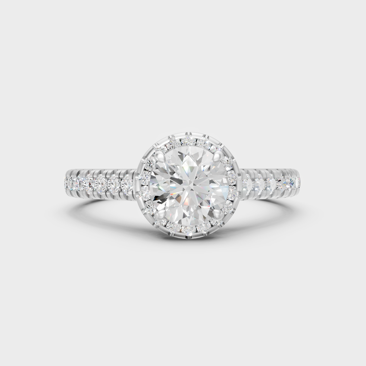 Premium 950 Platinum Round-Cut Lab-Grown Diamond Engagement Halo Ring